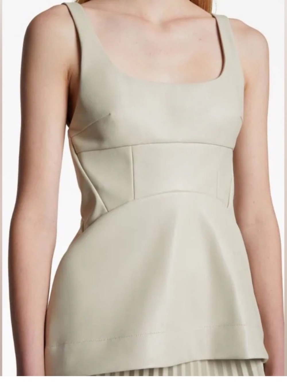 Proenza Schouler White Label Chalk Faux Leather Peplum Bustier Top NWT 4*FLAWED*